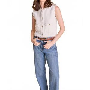 NEW 2.7 AUGUST APPAREL fringe detailed knit vest in white